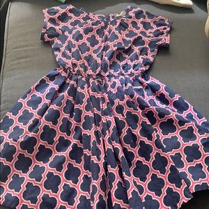 Land’s End Girl Dress size 4. Navy, pink & white